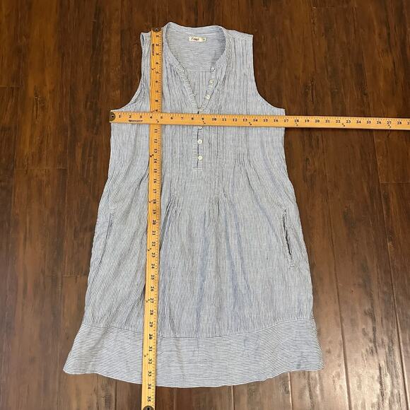 FAHERTY Isha Mini Dress Blue Pinstriped Sleeveless Linen Y2K Preppy - Picture 10 of 10
